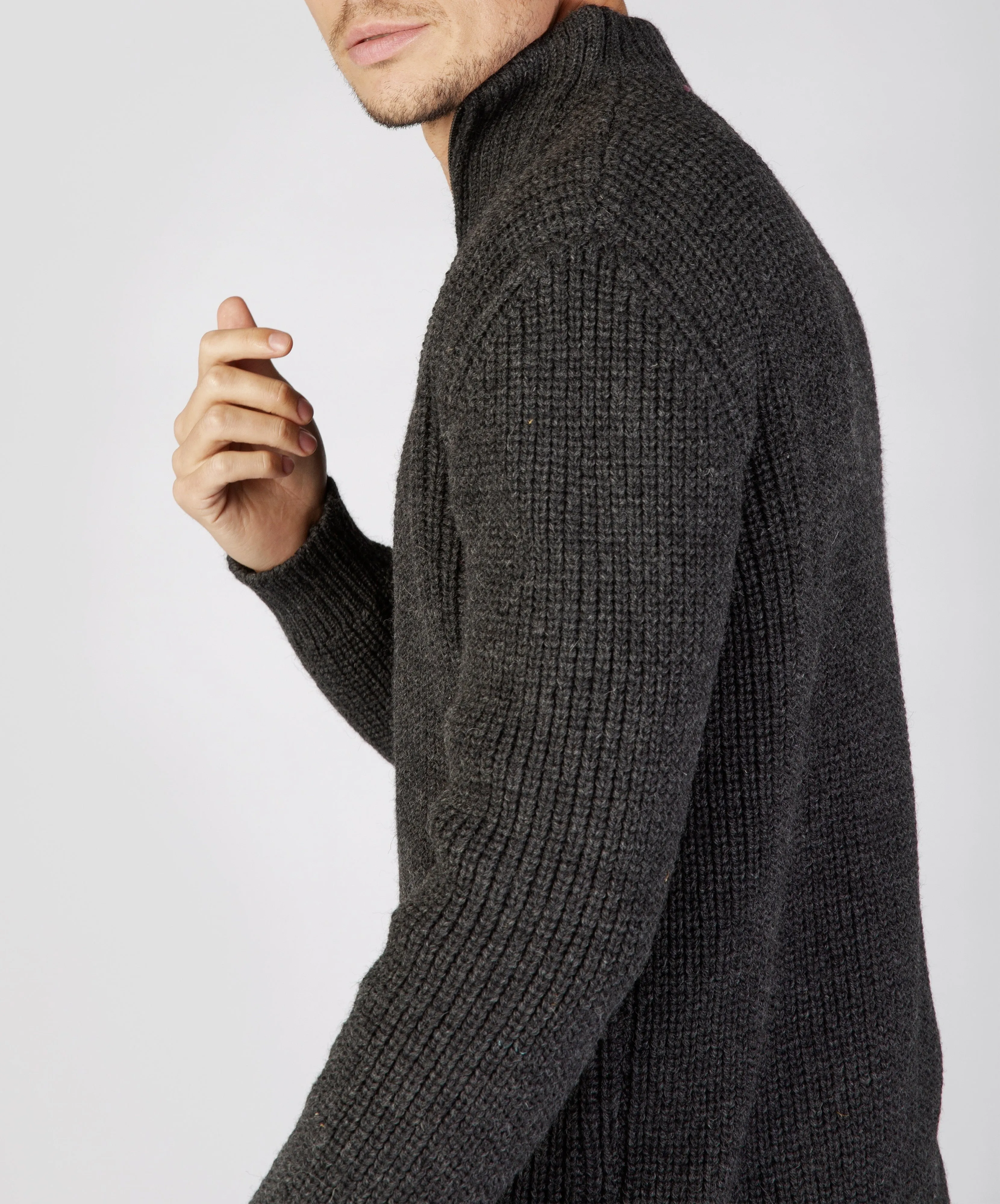 IrelandsEye Ribbed Zip Neck Sweater | Graphite