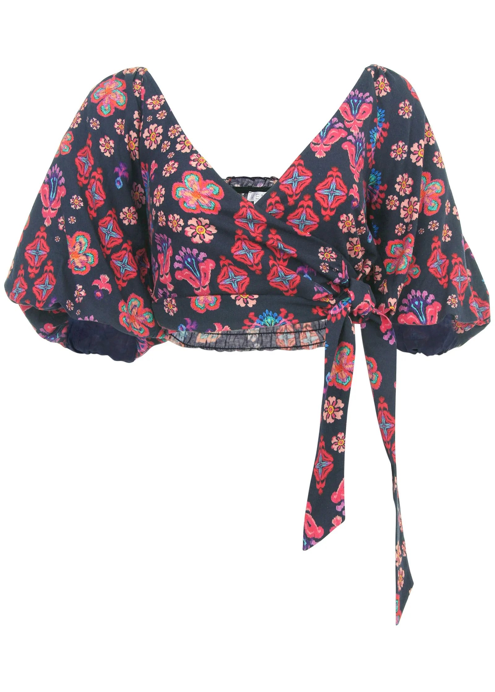 Linen Wrap Top - Modern Folk Floral
